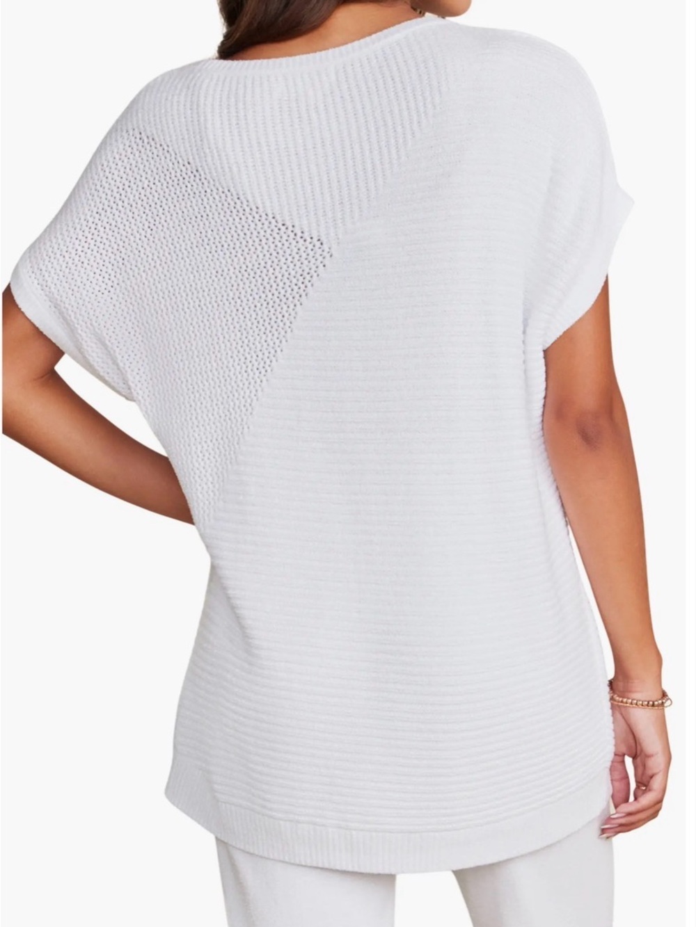 Barefoot Dreams Cream Cozy Knit Short-Sleeve Top - Picture 2 of 4